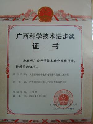 2010年 2010年度廣西區(qū)科學技術(shù)進步三等獎