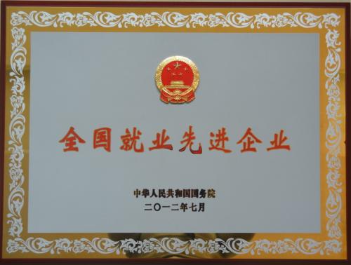 2012年 全國(guó)就業(yè)先進(jìn)企業(yè)